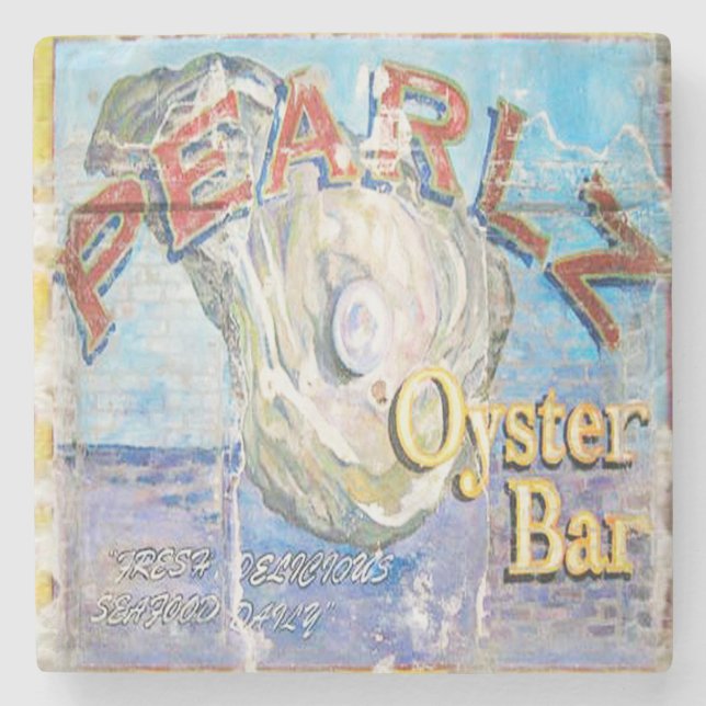 Pearlz Oyster Bar Charleston, SC. Marble Coaster (Front)