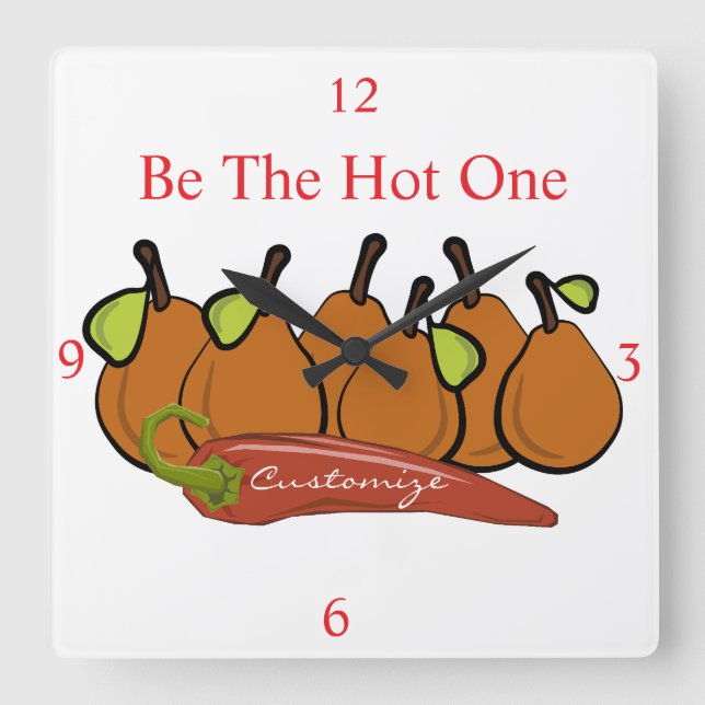 Pears and Hot Chilli Thunder_Cove Square Wall Clock (Front)