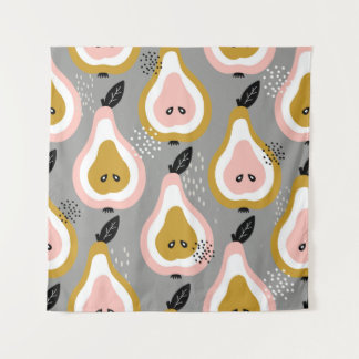 Pears background. Hand drawn illustration. Seamles Tapestry