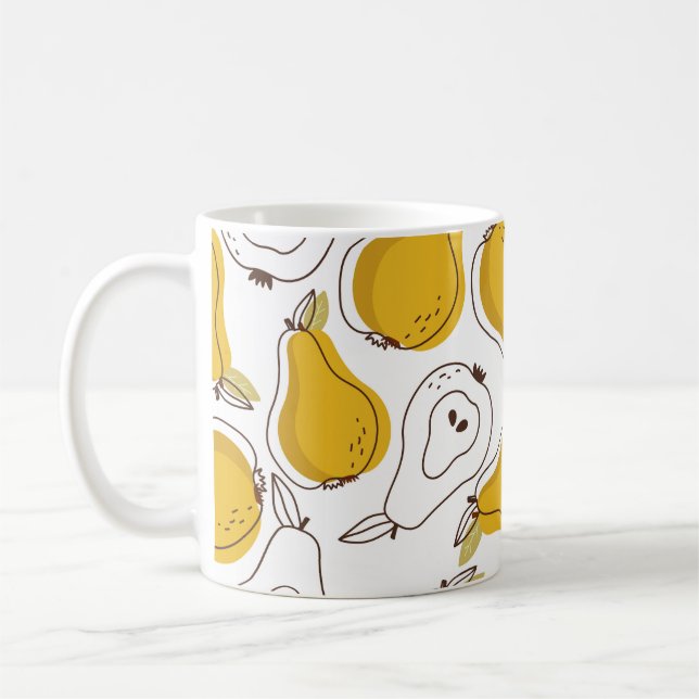 Pears background. Hand drawn overlapping backdrop. Coffee Mug (Left)