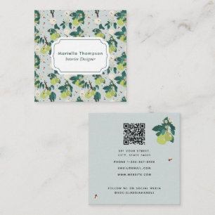 Pears Bees Botanical Floral Interior Designer Square Business Card