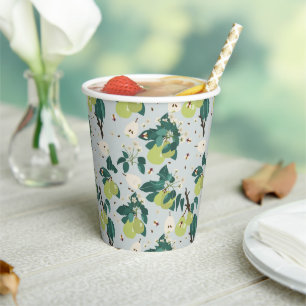 Pears & Bees in a Botanical Floral Garden Kitchen Paper Cups