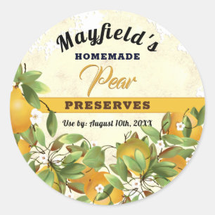 Pears Fruit Canning   Jam Jar Label
