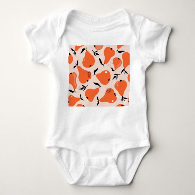 Pears Galore: Colourful Vintage Wallpaper Baby Bodysuit (Front)