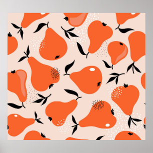 Pears Galore: Colourful Vintage Wallpaper Poster