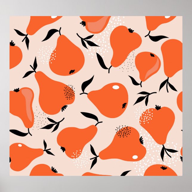 Pears Galore: Colourful Vintage Wallpaper Poster (Front)