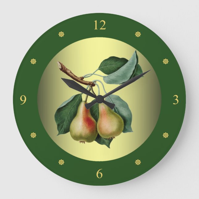 Pears ~ Giorgio Gallesio ~ Botanical Fruit ~ Large Clock (Front)