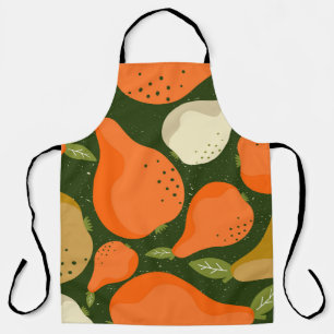 Pears, leaves: colourful vintage wallpaper. apron