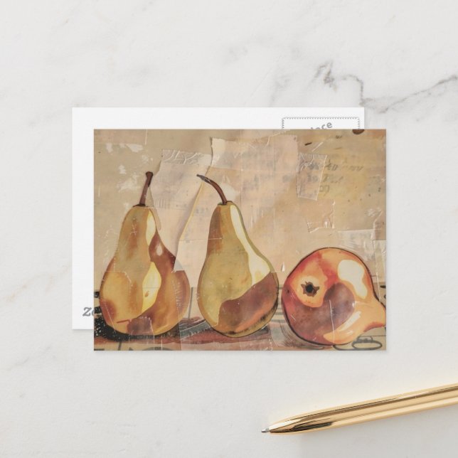 Pears Mixed Media Postcard (Front/Back In Situ)
