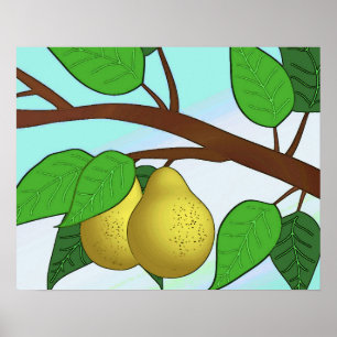 "Pears on a Branch" print with border