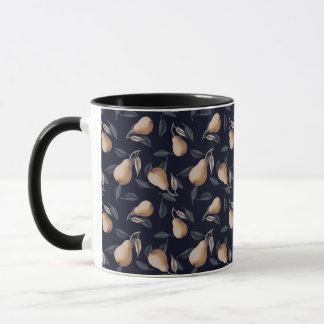 Pears on Black Gothic Pattern Mug