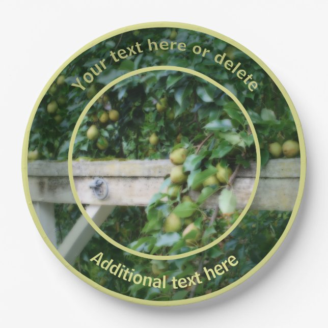 Pears On Old Hitching Post Personalised Party   Paper Plate (Front)