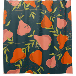Pears Overlap: Colourful Vintage Wallpaper Shower Curtain