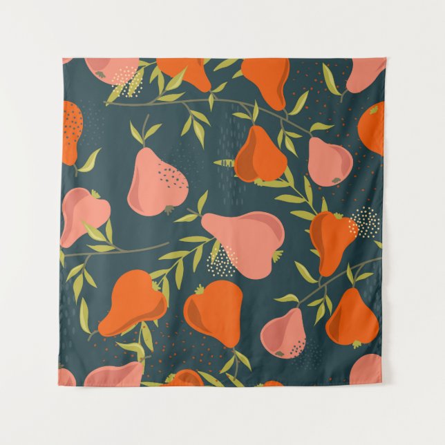 Pears Overlap: Colourful Vintage Wallpaper Tapestry (Front)