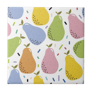 Pears Pattern pear drawing colorful fruit cute Tile