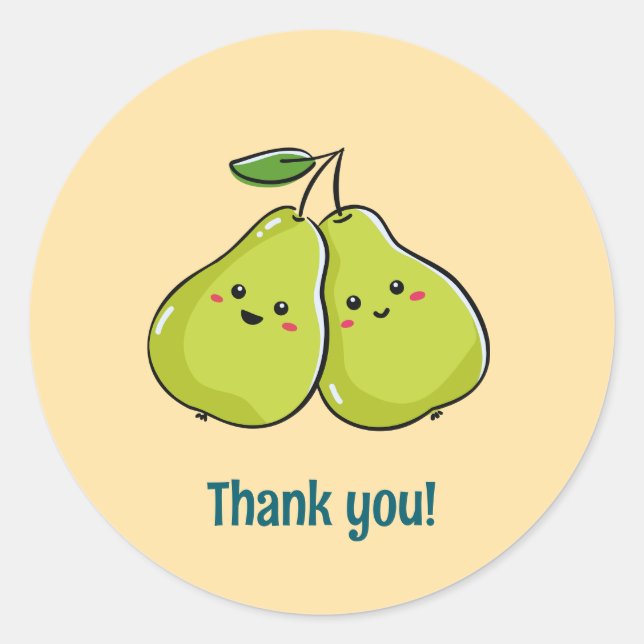Pears Say Thank You Classic Round Sticker (Front)