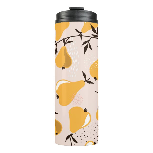 Pears seamless pattern background. Hand drawn illu Thermal Tumbler (Front)