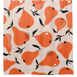 Pears seamless pattern. Hand drawn illustration wi Shower Curtain
