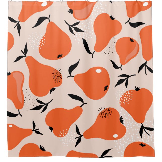 Pears seamless pattern. Hand drawn illustration wi Shower Curtain (Front)