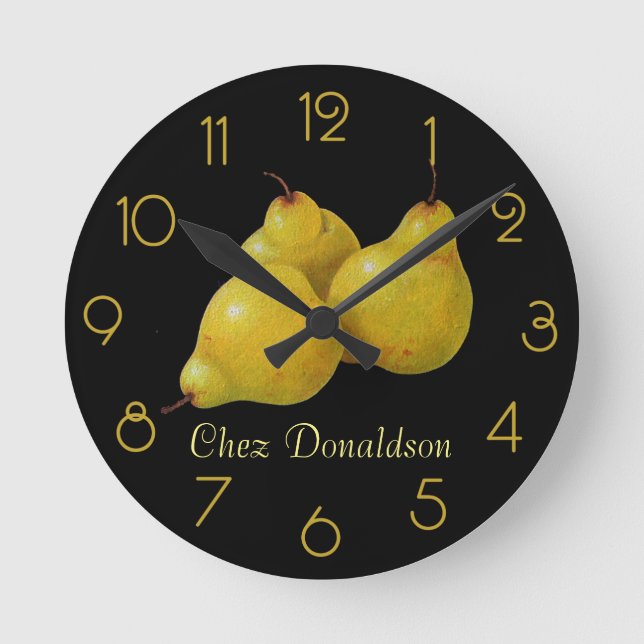 Pears Still Life Oil on Canvas Painting custom Round Clock (Front)