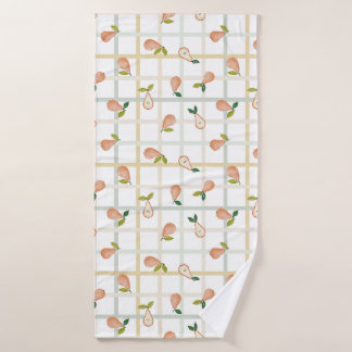 Pears summer picnic plaid gingham neutral bath towel set