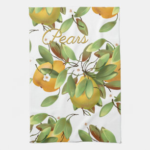 Pears with Flowers Tea Towel