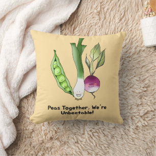 Peas and Veggie Best Friends Pun Cushion