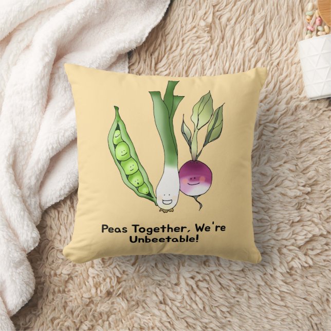 Peas and Veggie Best Friends Pun Cushion (Blanket)