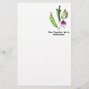 Peas and Veggie Best Friends Pun Stationery