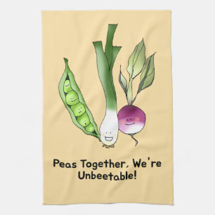 Peas and Veggie Best Friends Pun Tea Towel