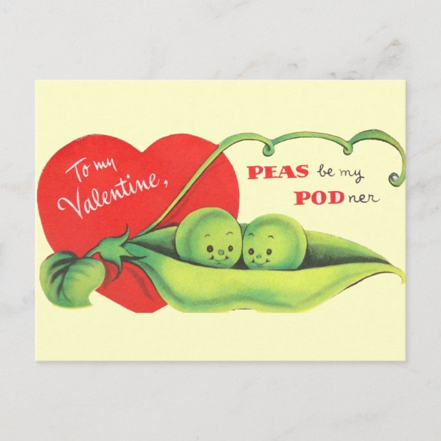 Peas Be My Podner Holiday Postcard (Front)