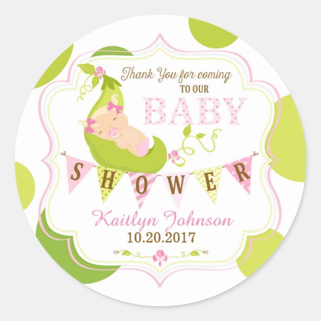 Peas in a Pod Baby Girl Thank You Label (Front)