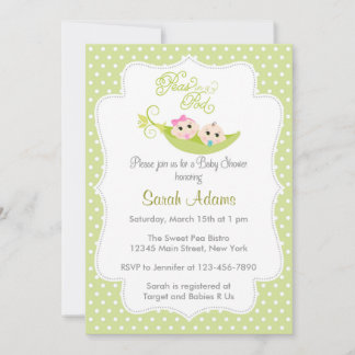Peas in A Pod Baby Shower Invitation Green