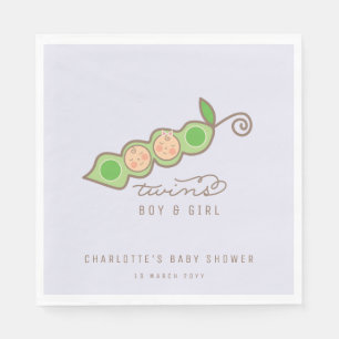 Peas in a Pod Boy Girl Twins Baby Shower Party Napkin
