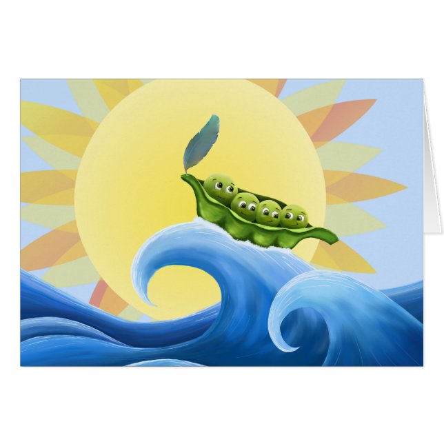 Peas in a Pod on a Wave -fun- -card- (Front Horizontal)