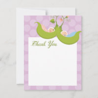 Peas in a Pod Twin Boy Girl Thank You Card