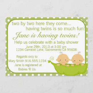 Peas In A Pod Twins Baby Shower Invitation