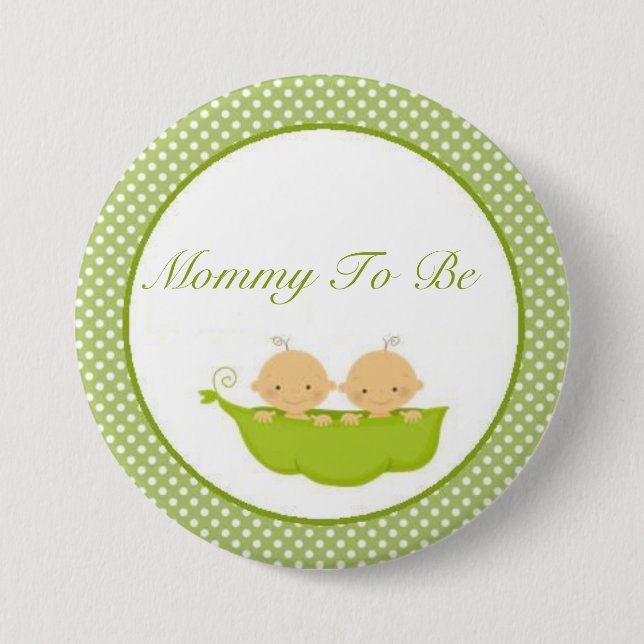 Peas In A Pod Twins Baby Shower Mummy To Be Button (Front)
