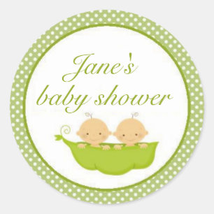 Peas In A Pod Twins Baby Shower Sticker