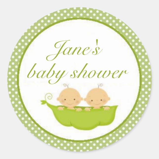 Peas In A Pod Twins Baby Shower Sticker (Front)
