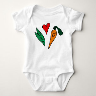 Peas Love Carrots, Cute Green and Orange Design Baby Bodysuit