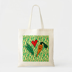Peas Love Carrots, Cute Green and Orange Design Tote Bag