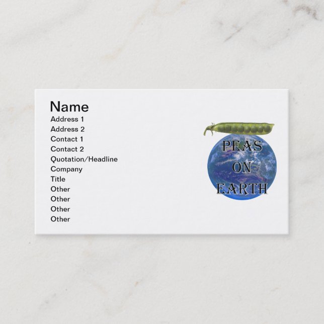 Peas on Earth Business Card (Front)