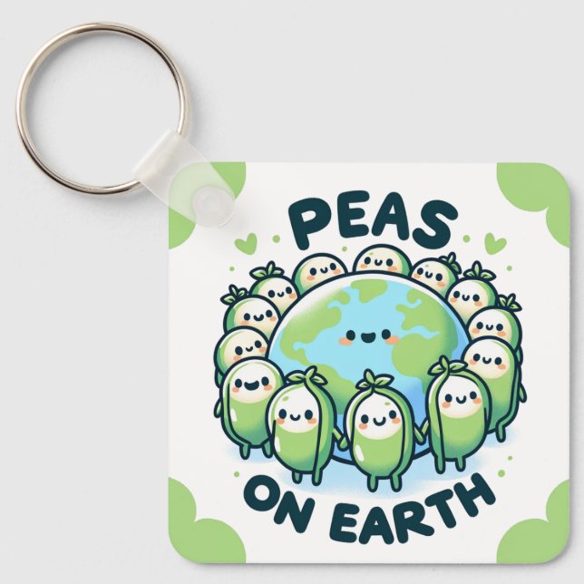 Peas on Earth – Funny Holiday Pun Key Ring (Front)