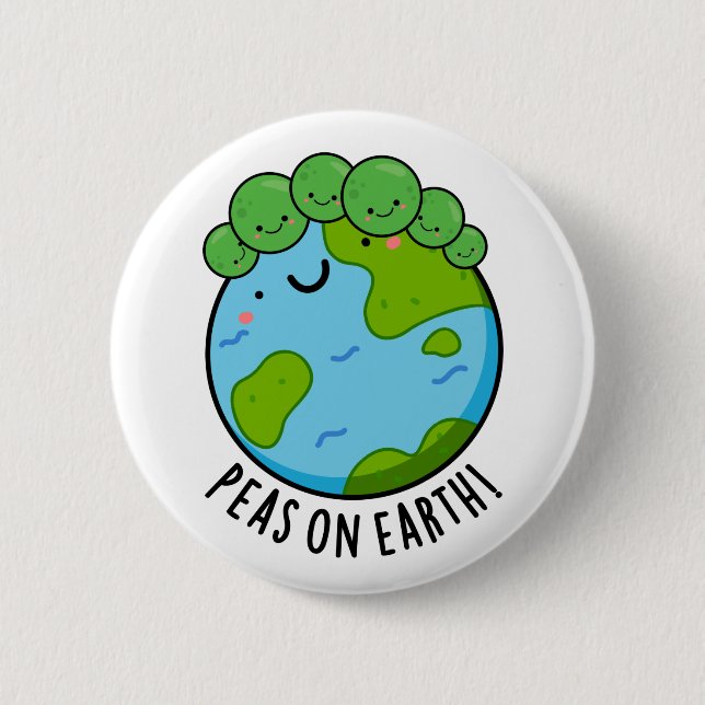 Peas On Earth Funny Veggie Peace Pun  6 Cm Round Badge (Front)