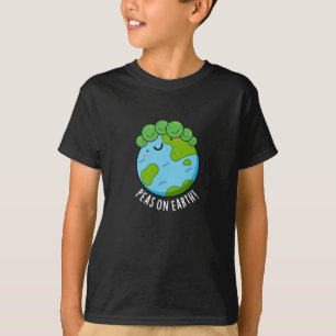 Peas On Earth Funny Veggie Peace Pun Dark BG T-Shirt