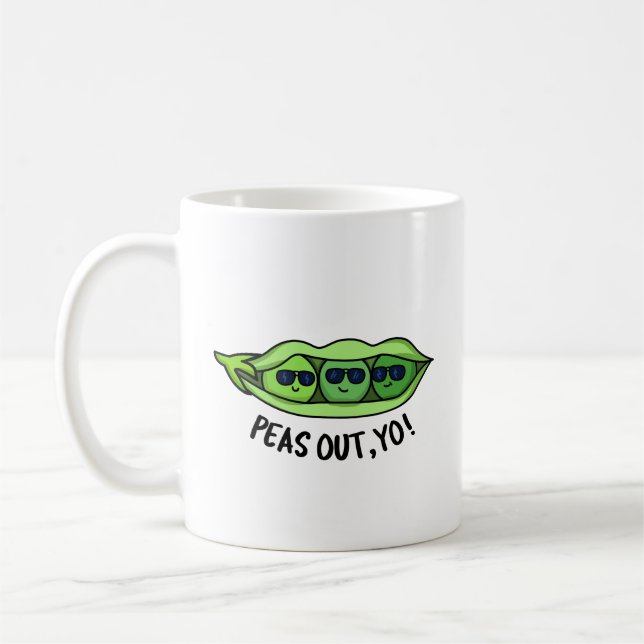 Peas Out Yo Funny Peas Pun  Coffee Mug (Left)