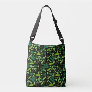 Peas pattern 01.bw Black BG Crossbody Bag