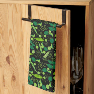 Peas pattern 01.bw Black BG Tea Towel