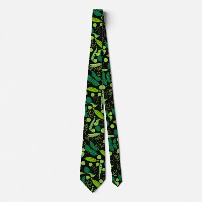 Peas pattern 01.bw Black BG Tie (Front)